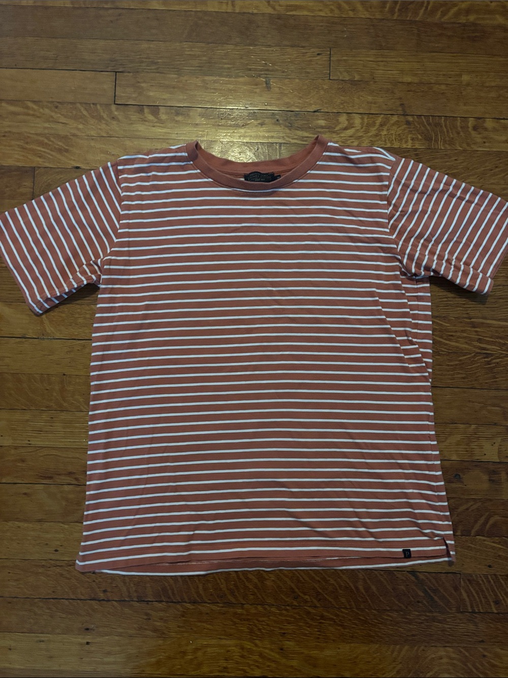 Pendleton Mens Striped Rust & White Crewneck T-Shirt